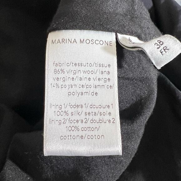 Marina Moscone RTR Shipwrecked Cutaway Dress Black Women Size 6 Virgin Wool Silk - Picture 12 of 12